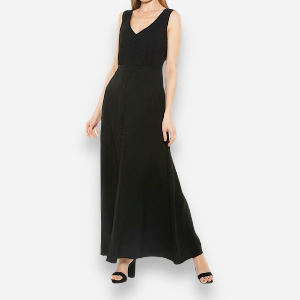Alexia Admor Black Sleeveless Empire Waist Button Maxi Dress